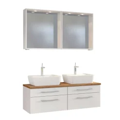 Wohnen Badezimmer Komplett*Set Bad-Möbel mit Doppelwaschtisch - Enwicos (dreiteilig)