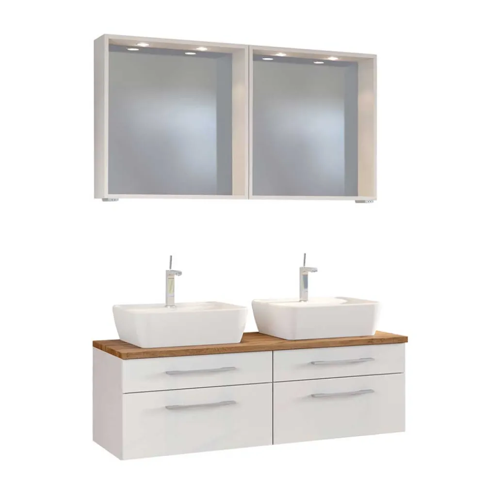 Wohnen Badezimmer Komplett*Set Bad-Möbel mit Doppelwaschtisch - Enwicos (dreiteilig)