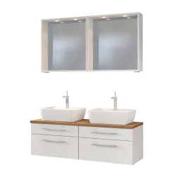 Wohnen Badezimmer Komplett*Set Bad-Möbel mit Doppelwaschtisch - Enwicos (dreiteilig)