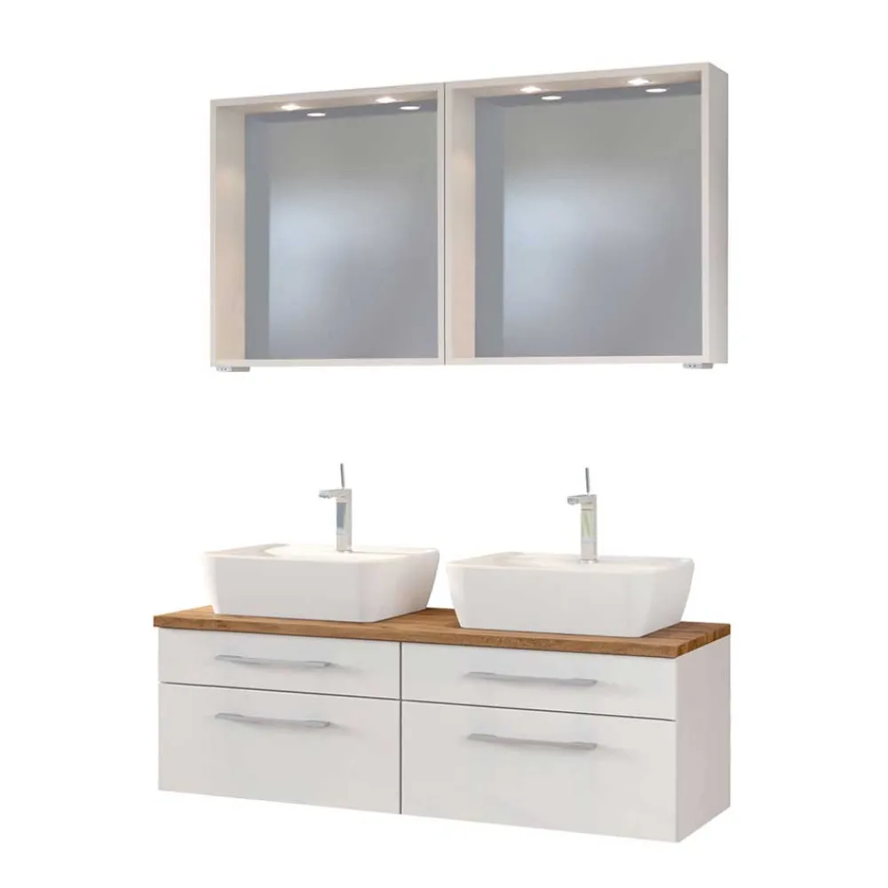 Wohnen Badezimmer Komplett*Set Bad-Möbel mit Doppelwaschtisch - Enwicos (dreiteilig)