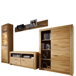 Wohnen Wohnzimmerschränke|Wohnwände*Set Design Wohnwand aus Asteiche - Landuva (vierteilig)