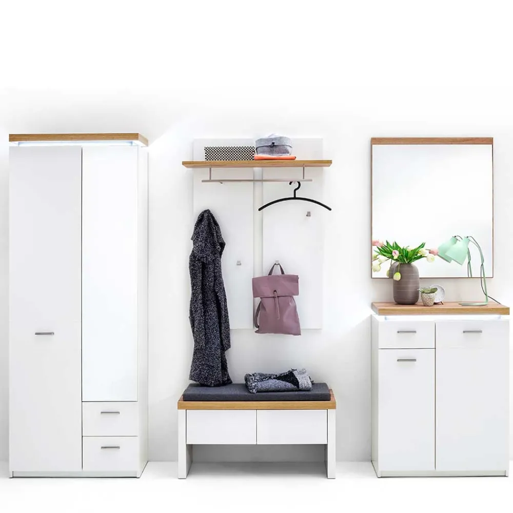 Wohnen Set Dielen Möbel Kombi mit LED - Nusenia (fünfteilig)