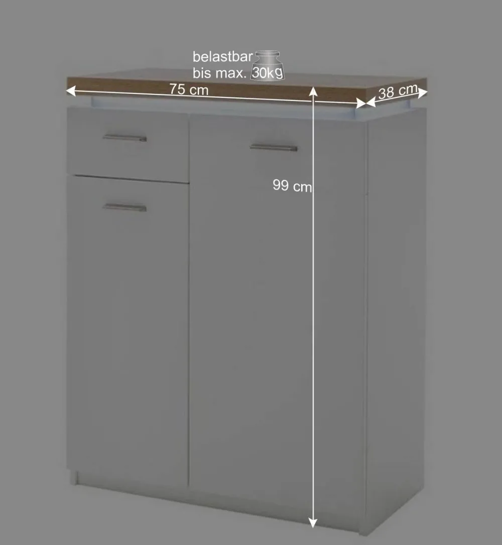 Wohnen Set Dielen Möbel Kombi mit LED - Nusenia (fünfteilig)