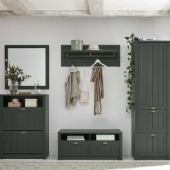 Wohnen Garderoben|Garderoben*Set Flur Einrichtung in Dunkelgrün - Niestov (fünfteilig)