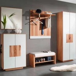 Wohnen Set Flurmöbel in Weiß Kernbuche - Mandrey (fünfteilig)