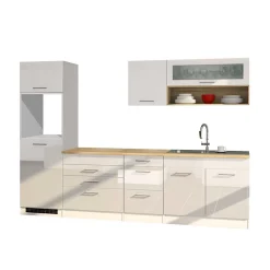 Wohnen Set Küchen Möbel in Weiß Glanz - Cuneo I (achtteilig)