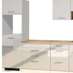 Wohnen Set Küchen Möbel in Weiß Glanz - Cuneo I (achtteilig)