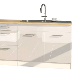 Wohnen Set Küchen Möbel in Weiß Glanz - Cuneo I (achtteilig)