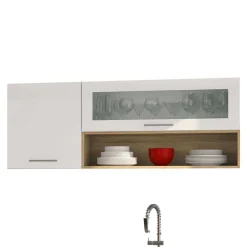 Wohnen Set Küchen Möbel in Weiß Glanz - Cuneo I (achtteilig)