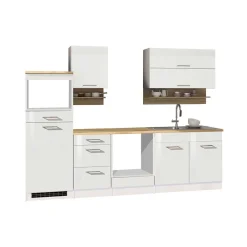 Wohnen Küche Komplett|Küchenzeilen*Set Küchenblock Möbel in Weiß - Cuneo (neunteilig)