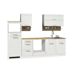 Wohnen Küche Komplett|Küchenzeilen*Set Küchenblock Möbel in Weiß - Cuneo (neunteilig)