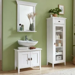 Wohnen Badezimmer Komplett*Set Landhaus Badmöbel aus Holz - Satumare (dreiteilig)