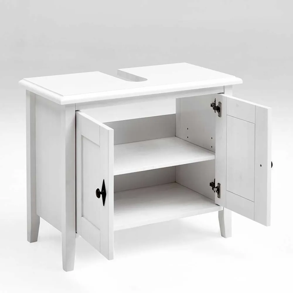 Wohnen Badezimmer Komplett*Set Landhaus Badmöbel aus Holz - Satumare (dreiteilig)