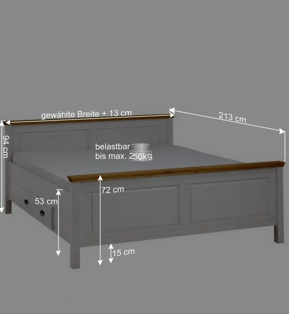 Wohnen Betten|Betten*Set Landhausbett & Nachtschränke - Sibiuta (dreiteilig)