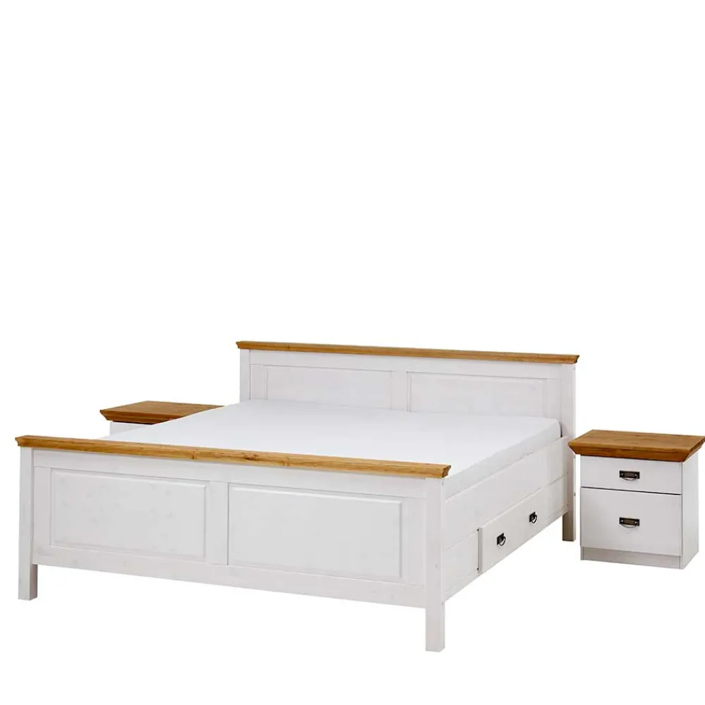 Wohnen Betten|Betten*Set Landhausbett & Nachtschränke - Sibiuta (dreiteilig)