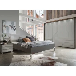 Wohnen Set Schlafzimmer in Hellgrau & Braun - Ocavado (vierteilig)