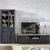 Wohnen Set TV Lowboard & Vitrine in Grau - Thumbs (zweiteilig)