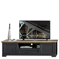 Wohnen Set TV Lowboard & Vitrine in Grau - Thumbs (zweiteilig)