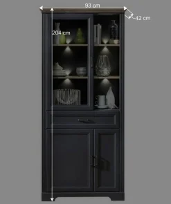 Wohnen Set TV Lowboard & Vitrine in Grau - Thumbs (zweiteilig)