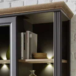 Wohnen Set TV Lowboard & Vitrine in Grau - Thumbs (zweiteilig)