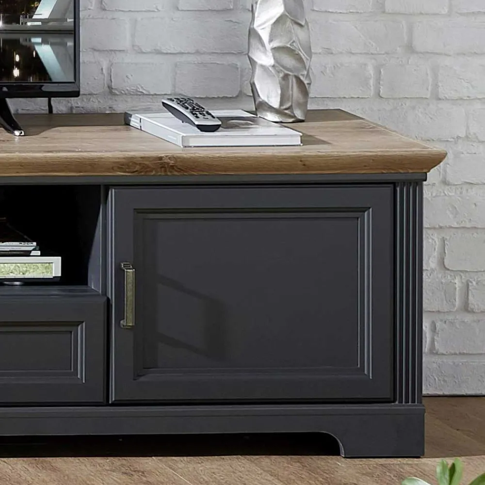 Wohnen Set TV Lowboard & Vitrine in Grau - Thumbs (zweiteilig)