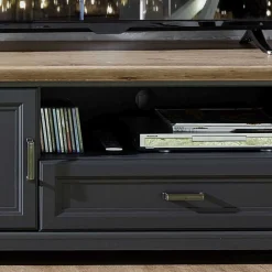 Wohnen Set TV Lowboard & Vitrine in Grau - Thumbs (zweiteilig)