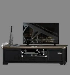 Wohnen Set TV Lowboard & Vitrine in Grau - Thumbs (zweiteilig)