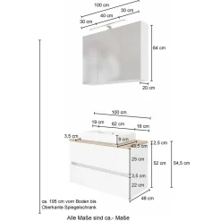 Wohnen Badezimmer Komplett*Set Waschkonsole und Spiegelschrank - Misbonas (zweiteilig)