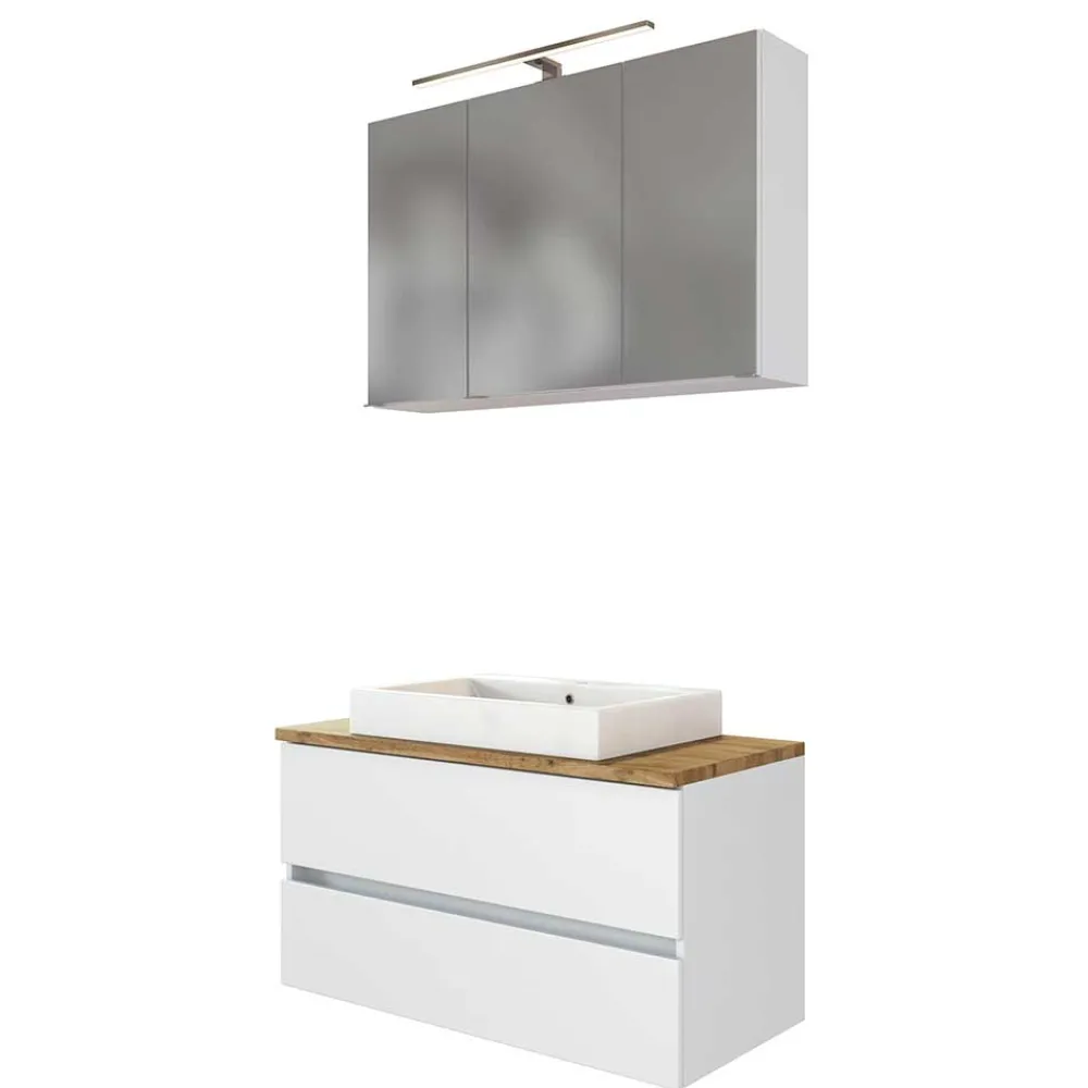 Wohnen Badezimmer Komplett*Set Waschkonsole und Spiegelschrank - Misbonas (zweiteilig)