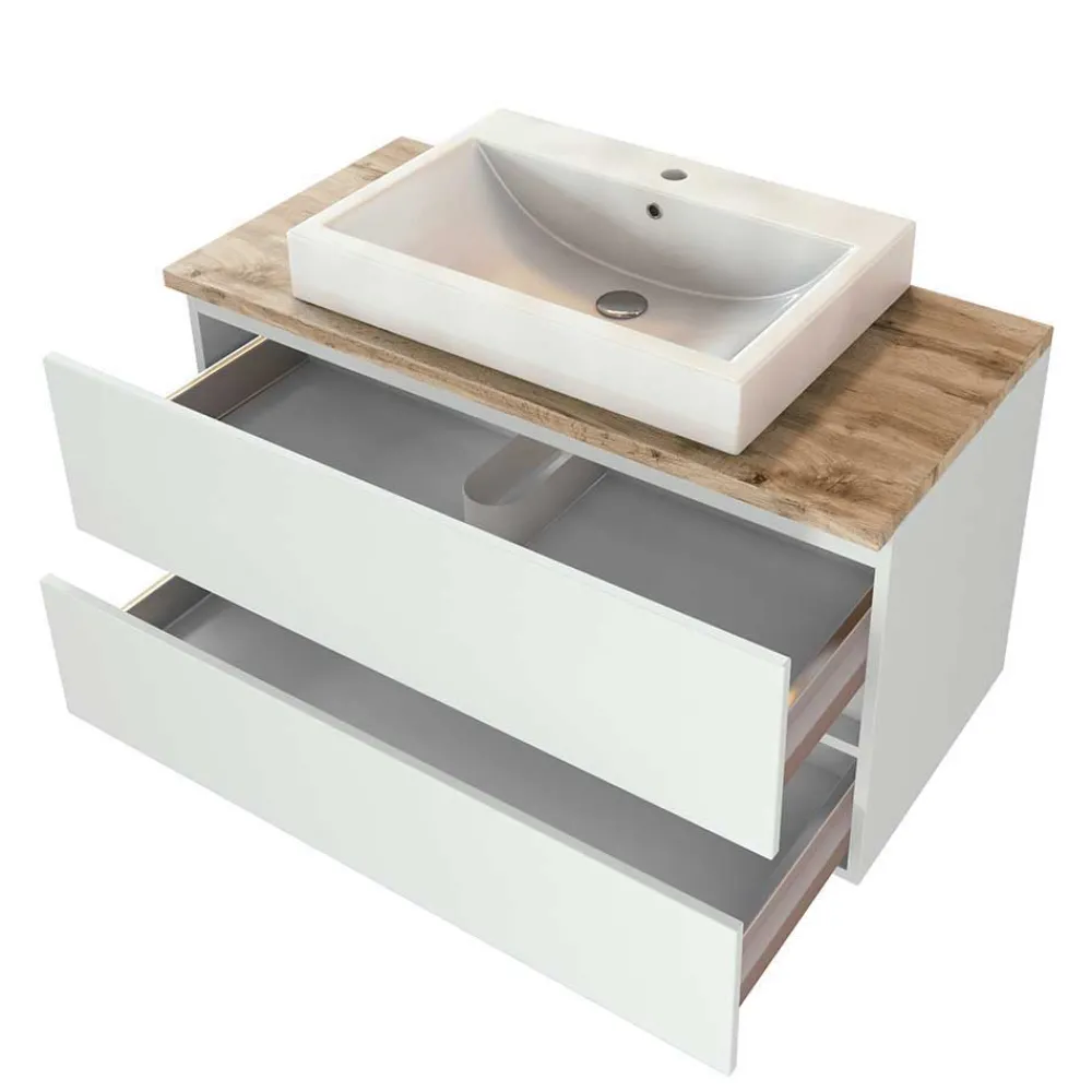 Wohnen Badezimmer Komplett*Set Waschkonsole und Spiegelschrank - Misbonas (zweiteilig)