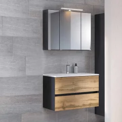 Wohnen Set Waschplatz mit LED Spiegelschrank - Endely (zweiteilig)