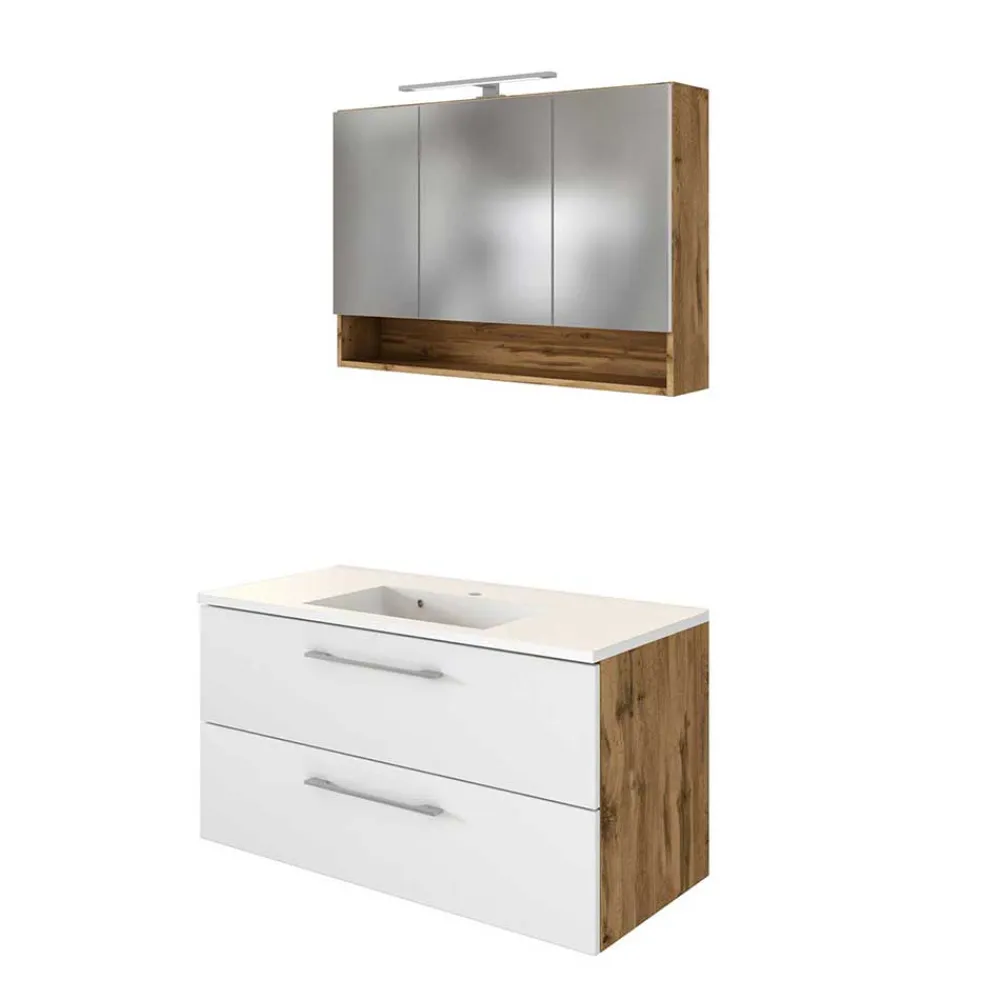 Wohnen Set Waschtisch Kombi in 2 Breiten - Yazemina (zweiteilig)