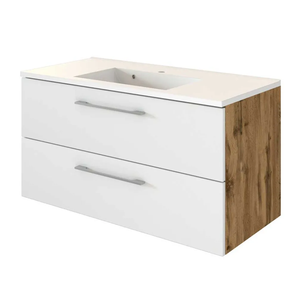 Wohnen Set Waschtisch Kombi in 2 Breiten - Yazemina (zweiteilig)