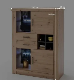 Wohnen Set Wohnmöbel in Dekor Eiche - Wykina (vierteilig)