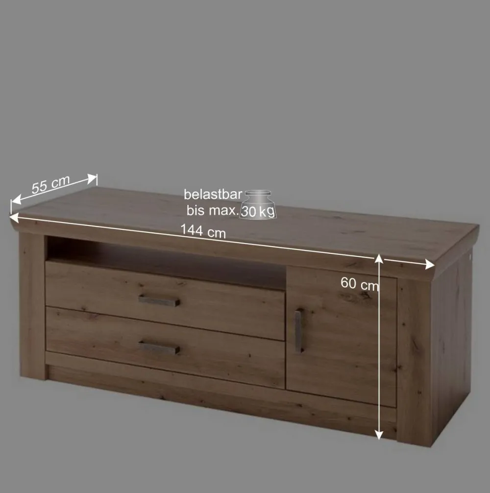 Wohnen Set Wohnmöbel in Dekor Eiche - Wykina (vierteilig)