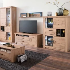 Wohnen Set Wohnmöbel in Dekor Eiche - Wykina (vierteilig)