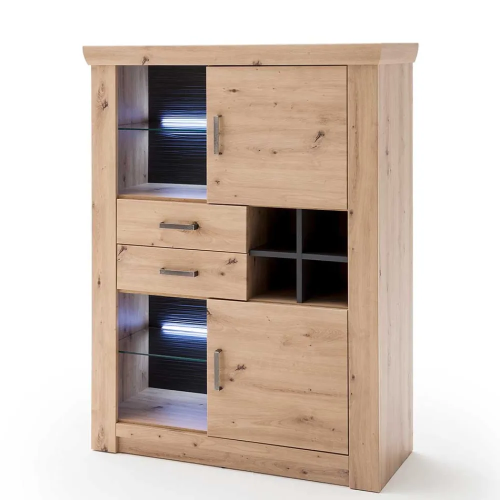 Wohnen Set Wohnmöbel in Dekor Eiche - Wykina (vierteilig)