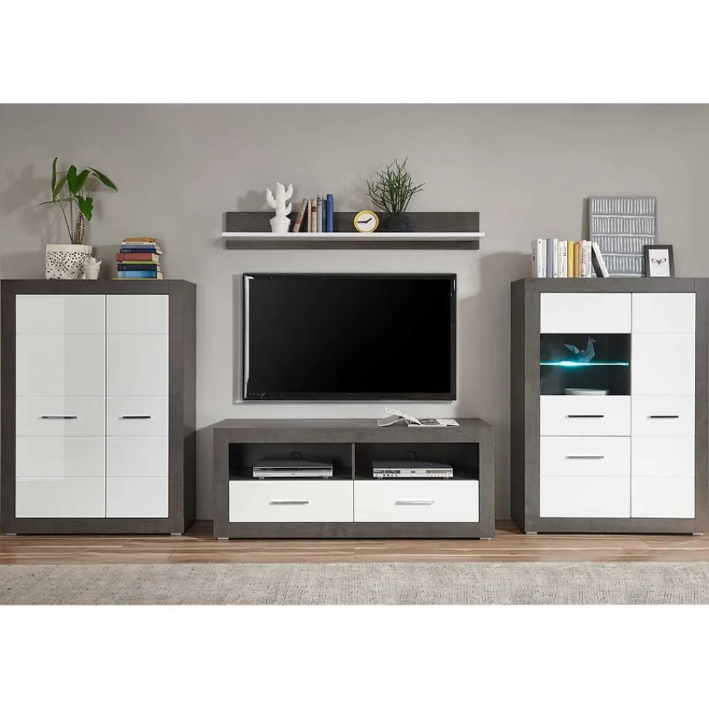 Wohnen Wohnwände|Wohnwand*Set Wohnzimmer Anbauwand zweifarbig - Istensa (vierteilig)