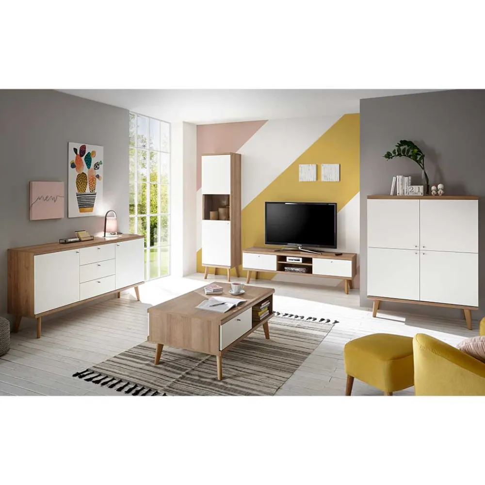 Wohnen Set Wohnzimmer Einrichtung zweifarbig - Cablos (fünfteilig)