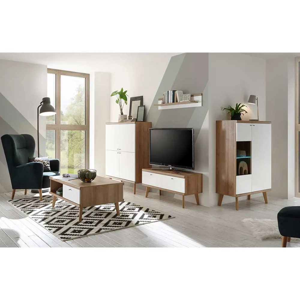 Wohnen Set Wohnzimmermöbel im Skandi Design - Cablos II (fünfteilig)