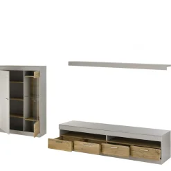 Wohnen Set Wohnzimmermöbel in Hellgrau & Zinneiche - Lioscas (dreiteilig)