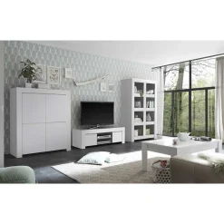 Wohnen Wohnzimmer Komplett*Set Wohnzimmer-Möbel in Weiß lackiert - Mikes (vierteilig)