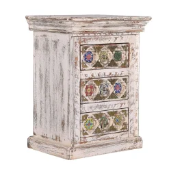 Wohnen Shabby Chic Nachtkommode in Antikweiß - Mirell