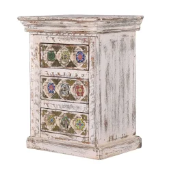 Wohnen Shabby Chic Nachtkommode in Antikweiß - Mirell