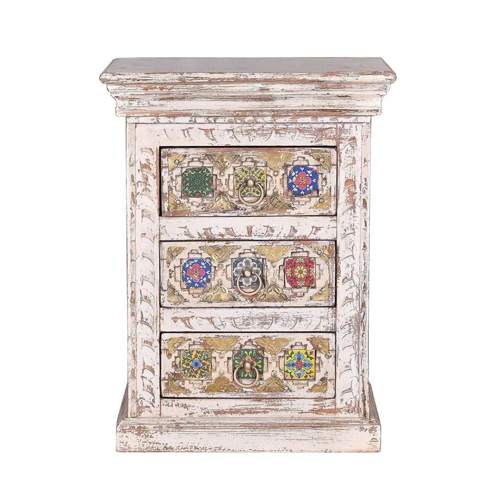 Wohnen Shabby Chic Nachtkommode in Antikweiß - Mirell