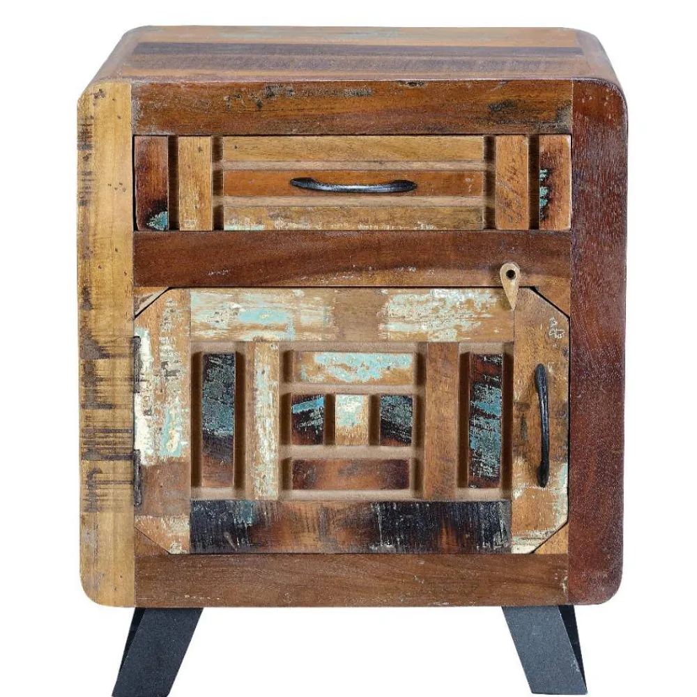 Wohnen Shabby Chic Nachtkommode aus Recyclingholz - Tunar