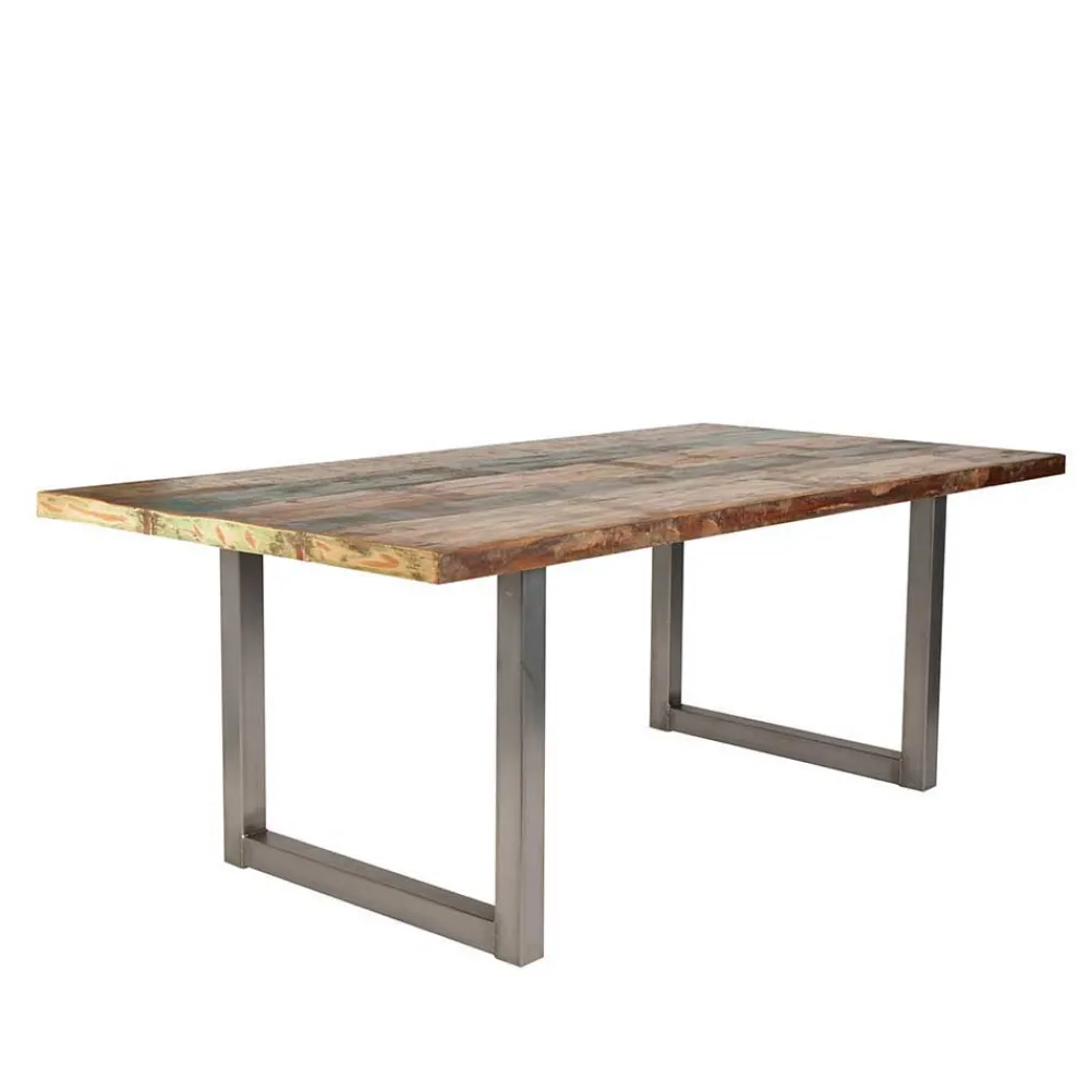 Wohnen Shabby Chic Recyclingholz Tisch Formosia mit Stahl Bügelgestell