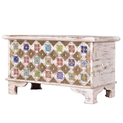 Wohnen Shabby Chic Truhe in Antikweiß - Mirell