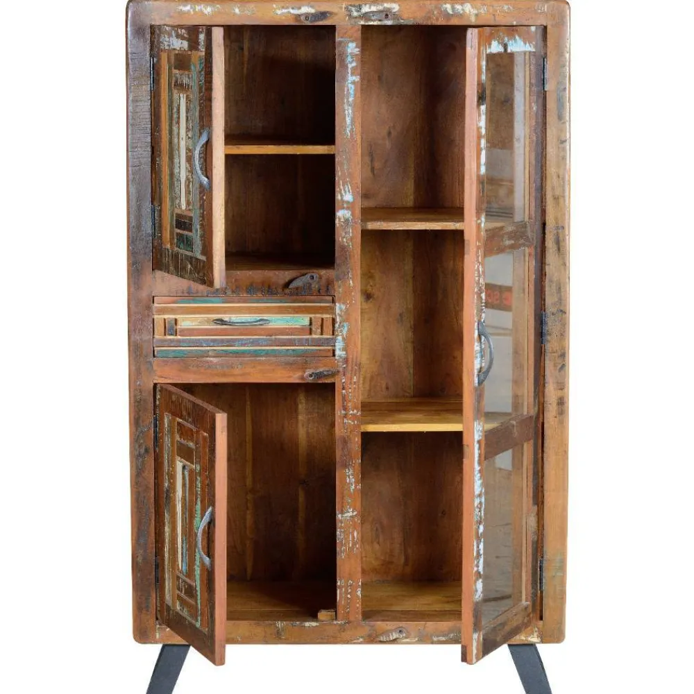 Wohnen Shabby Chic Vitrinenschrank aus Recyclingholz - Tunar