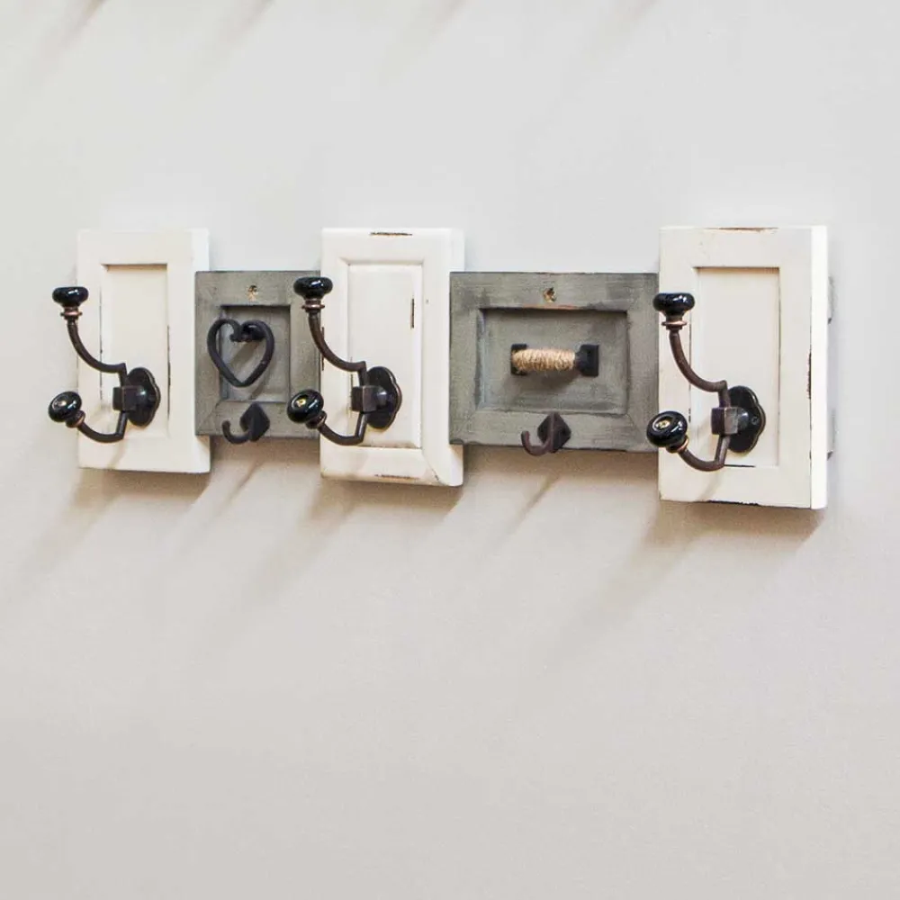 Wohnen Garderoben|Garderoben*Shabby Chic Wandgarderobe aus Holz lackiert - Iwalian